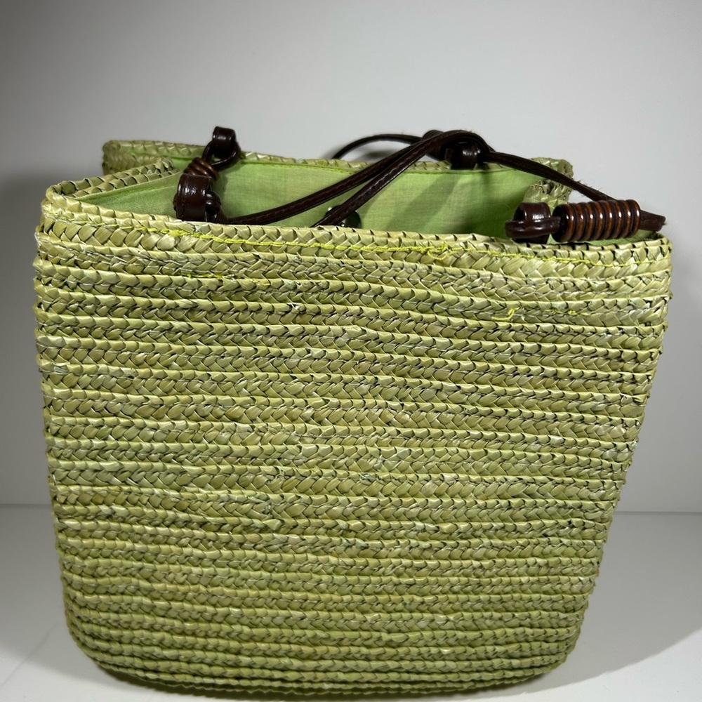 Authentic StJohnsBay Straw lime color purse - Picture 3 of 12
